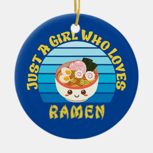 ラーメンが大好きな女の子日本の セラミックオーナメント (正面)