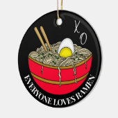 ラーメンが大好き |おもしろいクリスマス セラミックオーナメント (左)