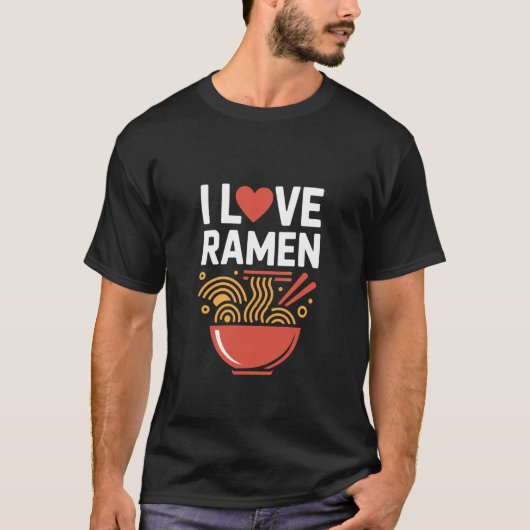 ラーメンが大好き 太字の麺表現 Tシャツ (正面)