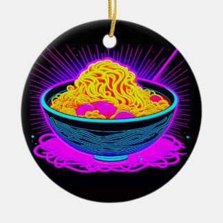 ラーメンが楽しめる美しいネオンボウル セラミックオーナメント