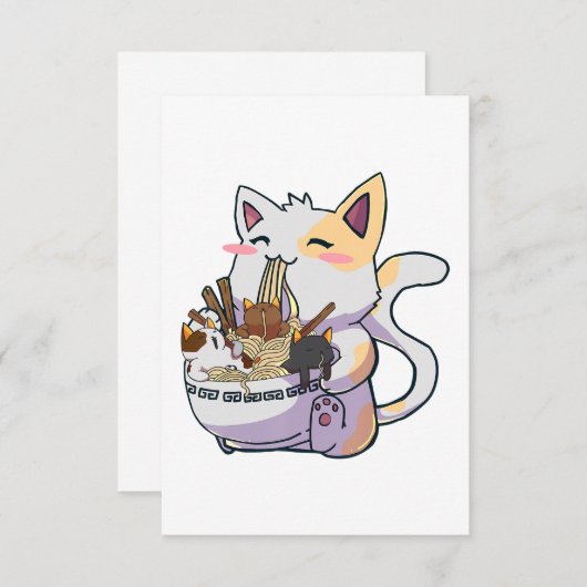 ラーメンそば丼アニメジャパンとかわいい猫  出欠カード (正面/裏面)