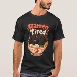 ラーメンで疲れた かわいいヌードルボウル Tシャツ