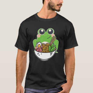 ラーメンとかわいいカエル麺日本の中毒 Tシャツ