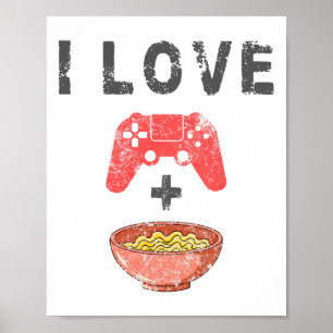 ラーメンとゲームが大好き!おもしろレトロヌードルゲーマー ポスター
