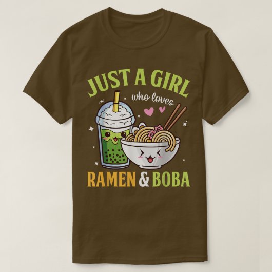 ラーメンとボバが大好きなかわいいアニメが好きな女の子だけ Tシャツ (デザイン正面)