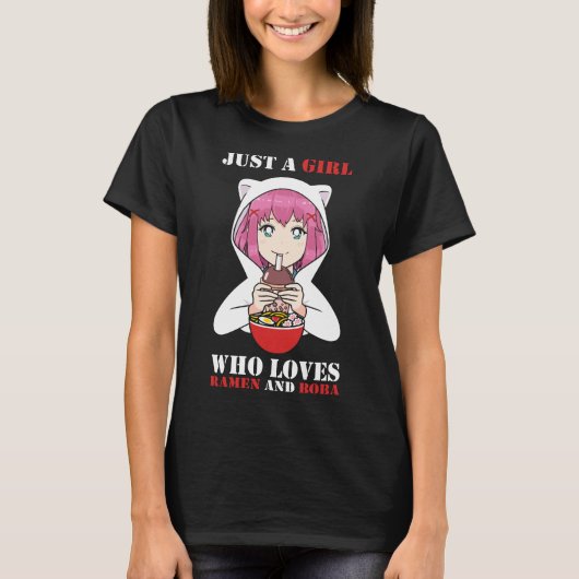 ラーメンとボバを愛する女の子 Tシャツ (正面)