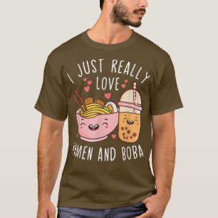 ラーメンとボバブルティーアニメが大好き Tシャツ