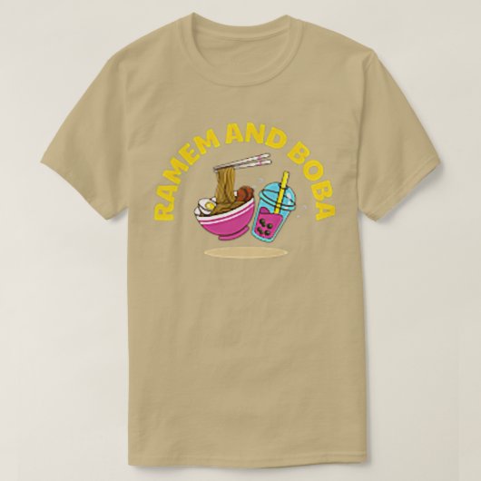 ラーメンとボバ丼アジア料理麺ラム Tシャツ (デザイン正面)