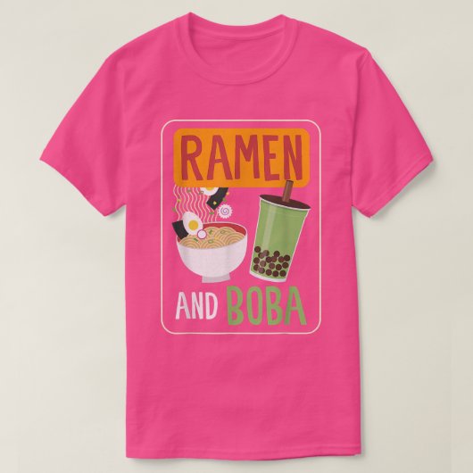 ラーメンとボバ丼アジア料理麺ラム Tシャツ (デザイン正面)