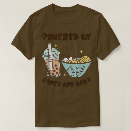 ラーメンとボバ茶の食日本の品アニメが主力 Tシャツ (デザイン正面)