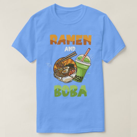 ラーメンとボバ麺丼アジア料理ラム Tシャツ (デザイン正面)