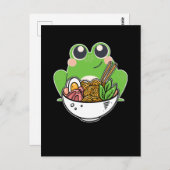 ラーメンと可愛いカエル日本のラーメン中毒 ポストカード (正面/裏面)