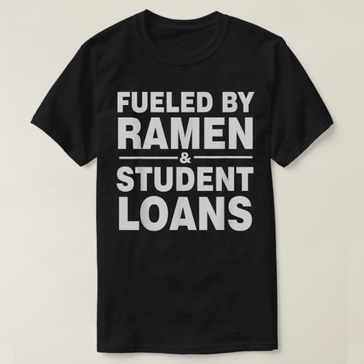 ラーメンと学生ローンで盛り上がる Tシャツ (デザイン正面)
