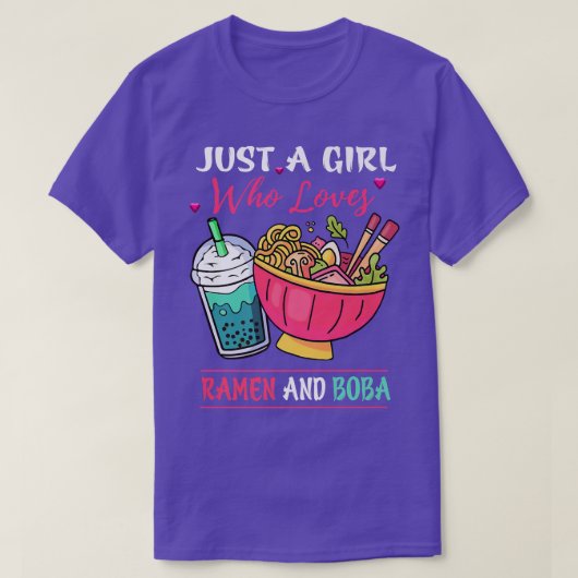 ラーメンと棒茶かわいいGiが大好きな女の子 Tシャツ (デザイン正面)