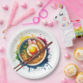 ラーメンと箸の丼 ペーパープレート (パーティー)