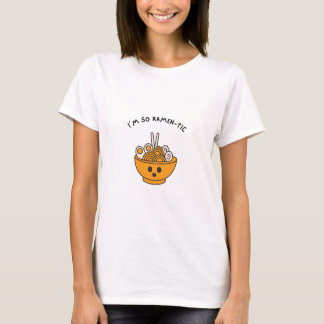 ラーメンと面白いフレーズがプリントされたハーフスリーブTシャツ Tシャツ