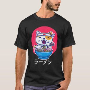 ラーメンねこかわいいアニメ日本のギフト Tシャツ
