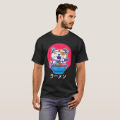 ラーメンねこかわいいアニメ日本のギフト Tシャツ (正面フル)