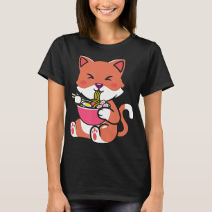 ラーメンねこアニメねこギフトかわいい 10代の Tシャツ