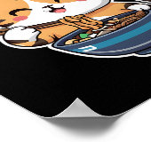 ラーメンねこ猫日本のかわいいマンガアニメ ポスター (角)