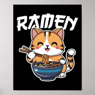 ラーメンねこ猫日本のかわいいマンガアニメ ポスター