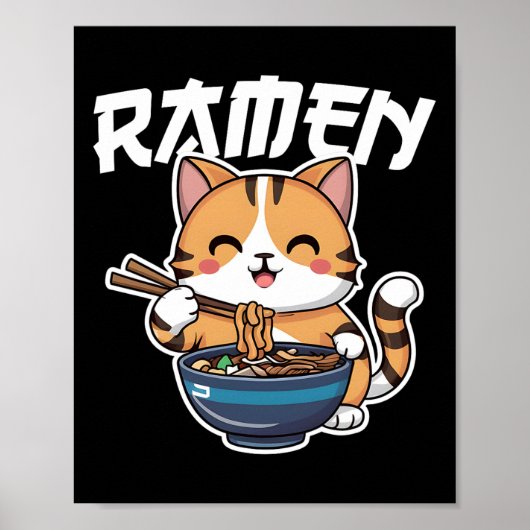 ラーメンねこ猫日本のかわいいマンガアニメ ポスター (正面)