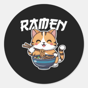 ラーメンねこ猫日本のかわいいマンガアニメ ラウンドシール