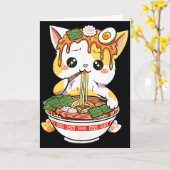 ラーメンねこ デザイン かわいい スタイル 面白い 日本のアニメ カード (黄色い花)