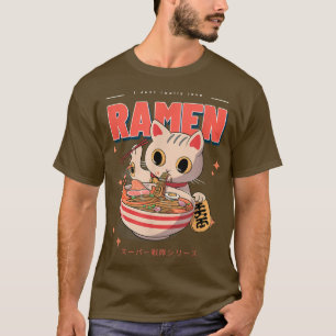 ラーメンのアニメ猫麺が大好き Tシャツ