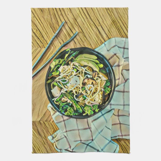 ラーメンの誕生日プレゼント キッチンタオル (縦)