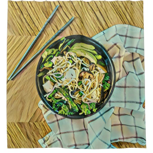 ラーメンの誕生日プレゼント シャワーカーテン (正面)
