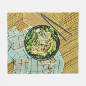 ラーメンの誕生日プレゼント フリースブランケット (正面(横))