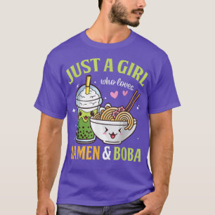 ラーメンやボバのアニメが大好きな女のかわいい Tシャツ