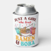 ラーメンやボバアニメが大好きな女の子かわいい 缶クーラー (缶正面)