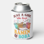 ラーメンやボバアニメが大好きな女の子かわいい 缶クーラー (缶裏面)