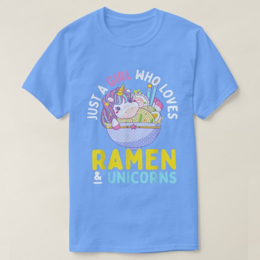 ラーメンやユニコーン大好きな女の子Tシャツ Tシャツ (デザイン正面)