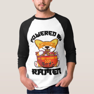 ラーメンを使ったコーギ  かわいいコ食べ物ルギのラーメン Tシャツ