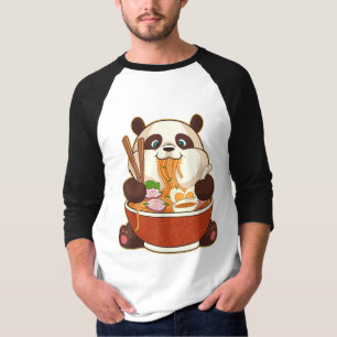 ラーメンを使ったパンダ ファットパンダ食べ物ラーメン Tシャツ