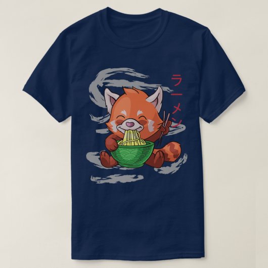 . .ラーメンを動力にするカワイイ赤いパ食べンダラーメン Tシャツ (デザイン正面)
