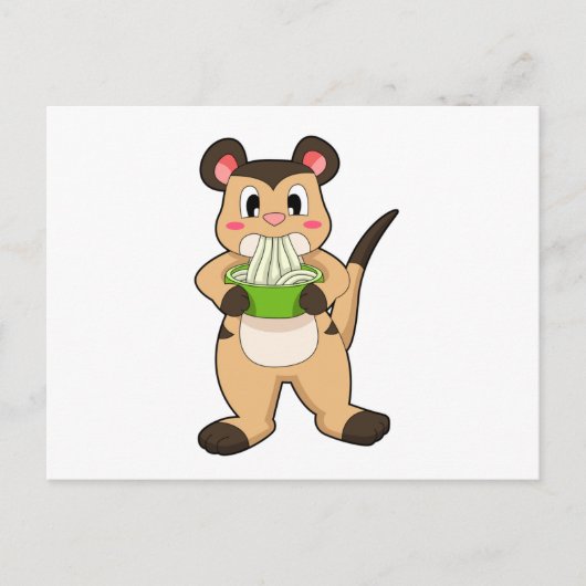 ラーメンを持つミーアキャット ポストカード (正面)