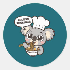 ラーメンを楽しんでかわいいコアラ ラウンドシール