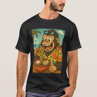 ラーメンを食べるゴリラ サングラス 日本 F Tシャツ