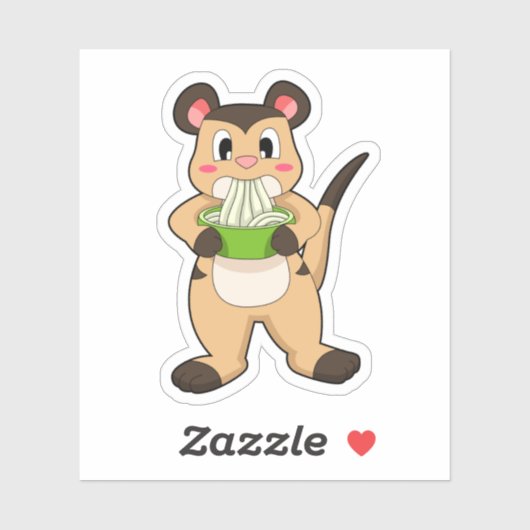 ラーメンを食べるメルカット シール (シート)