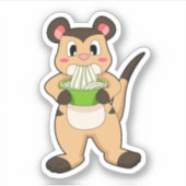 ラーメンを食べるメルカット シール (正面)