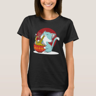 ラーメンを食べる猫 キッチュ Tシャツ