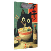 ラーメンを食べる面白い黒猫 クリップボード (右)