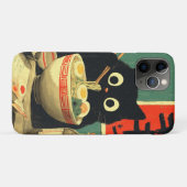 ラーメンを食べる面白い黒猫 Case-Mate iPhoneケース (裏面(横))