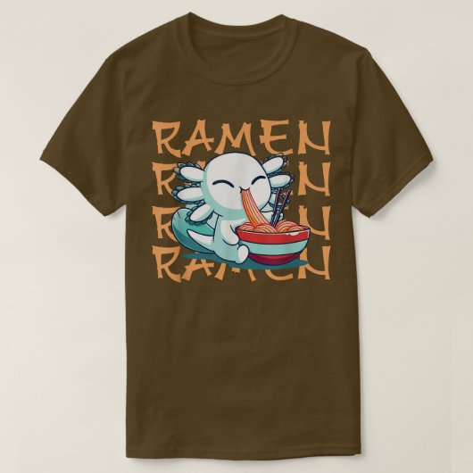 ラーメンアオロトルかわいいアニメフ日本のード  Tシャツ (デザイン正面)