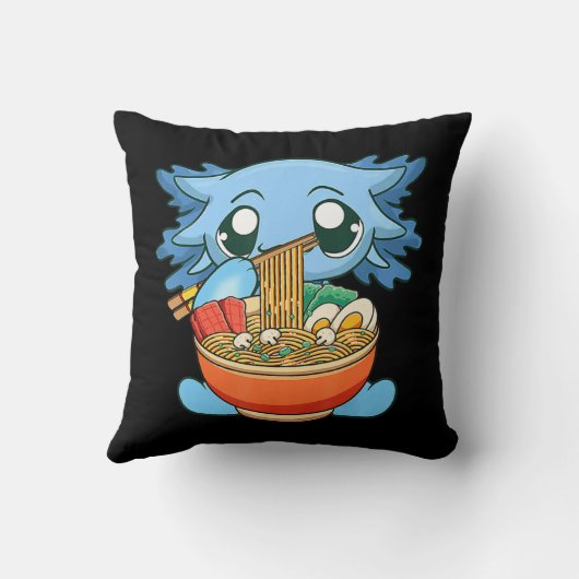 ラーメンアクソロトルかわいいアニメ日本のフードギフトガール クッション (裏面)