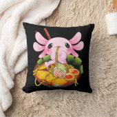 ラーメンアクソロトルかわいいアニメ日本のフードギフトガール クッション (ブランケット)